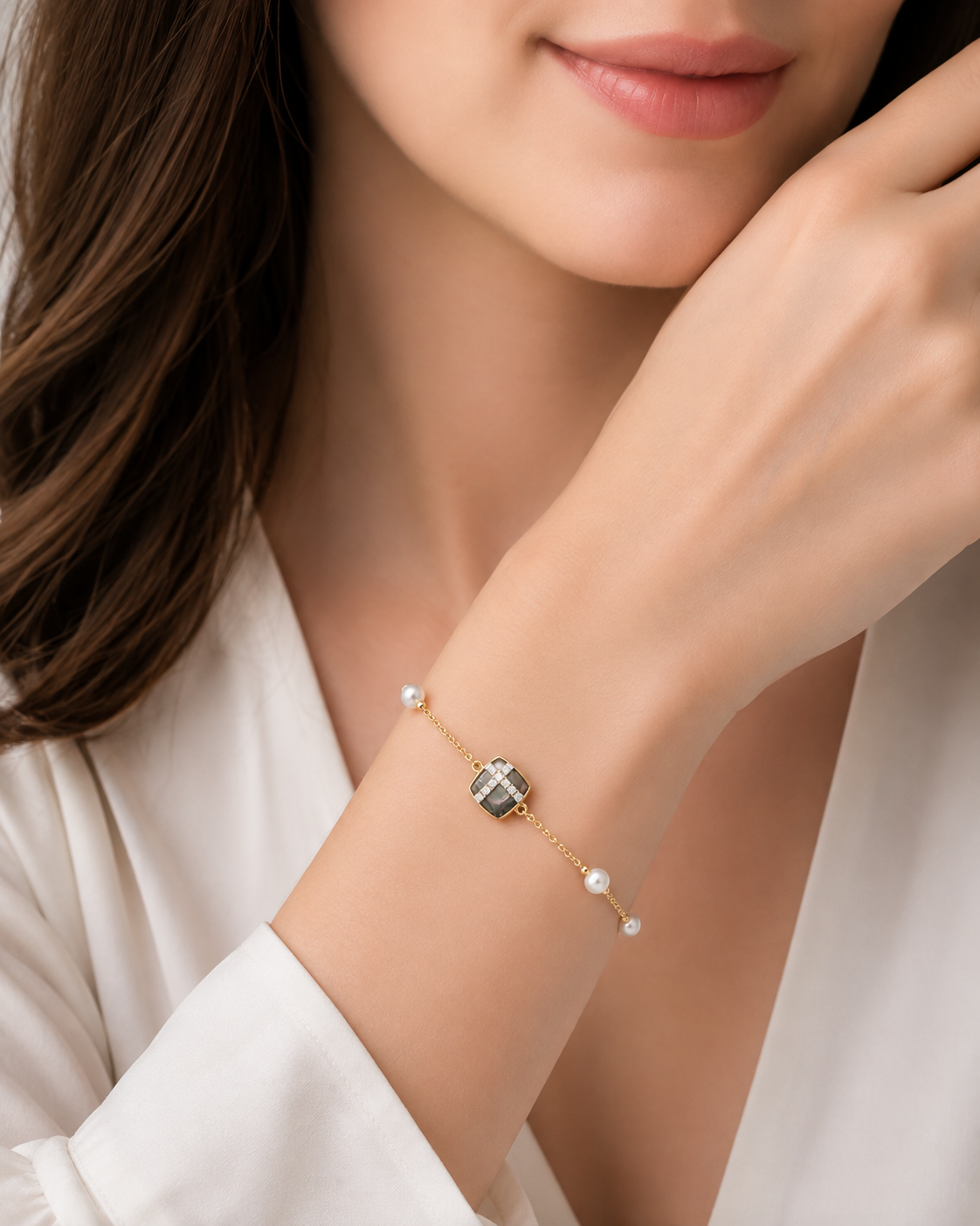 Diamond Pearl Jewellery Bracelet