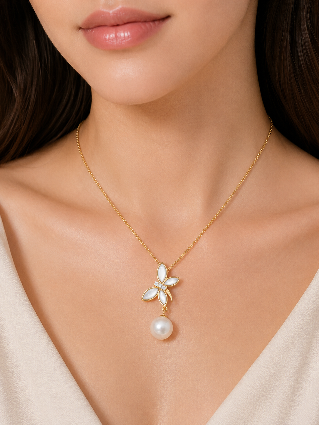 Diamond Pearl Jewellery Necklace