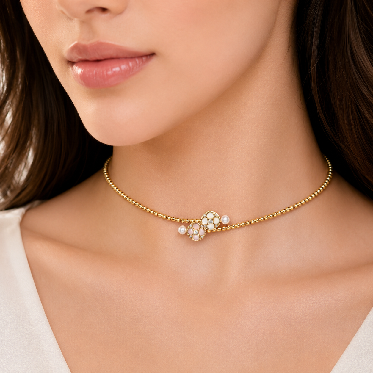 Diamond Pearl Jewellery Necklace Choker