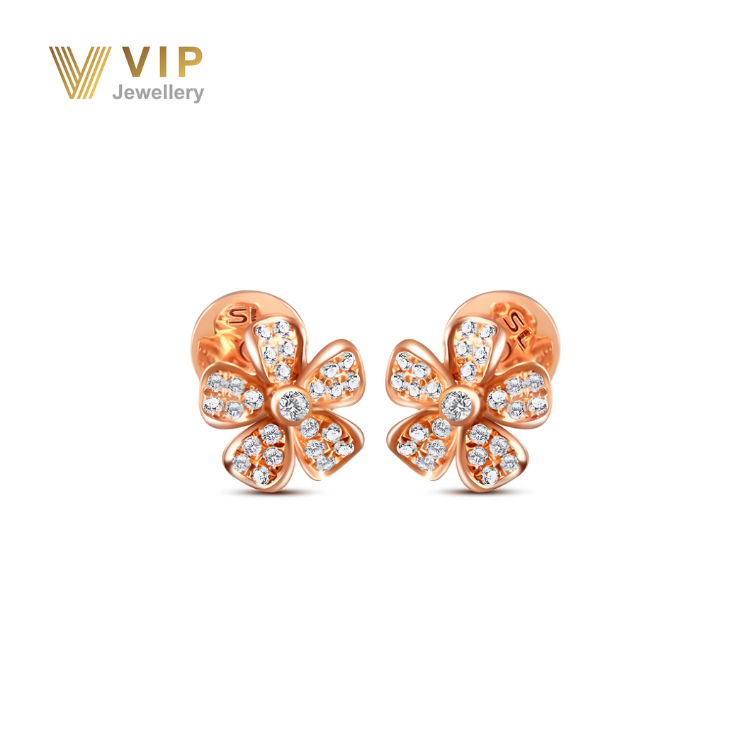 Pristine Flora Earrings in 18K Rose Gold with Diamonds