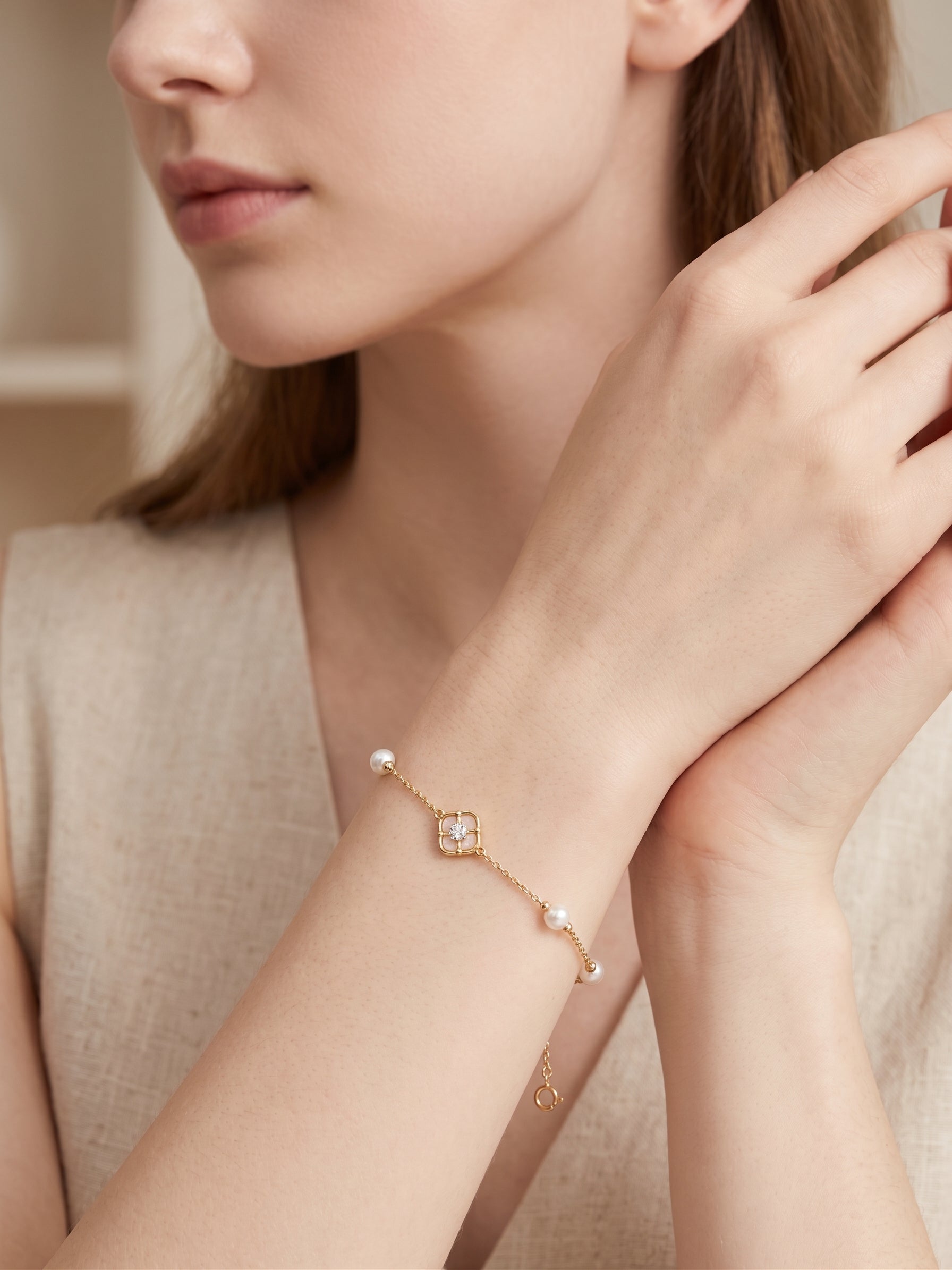 Diamond Pearl Jewellery Bracelet