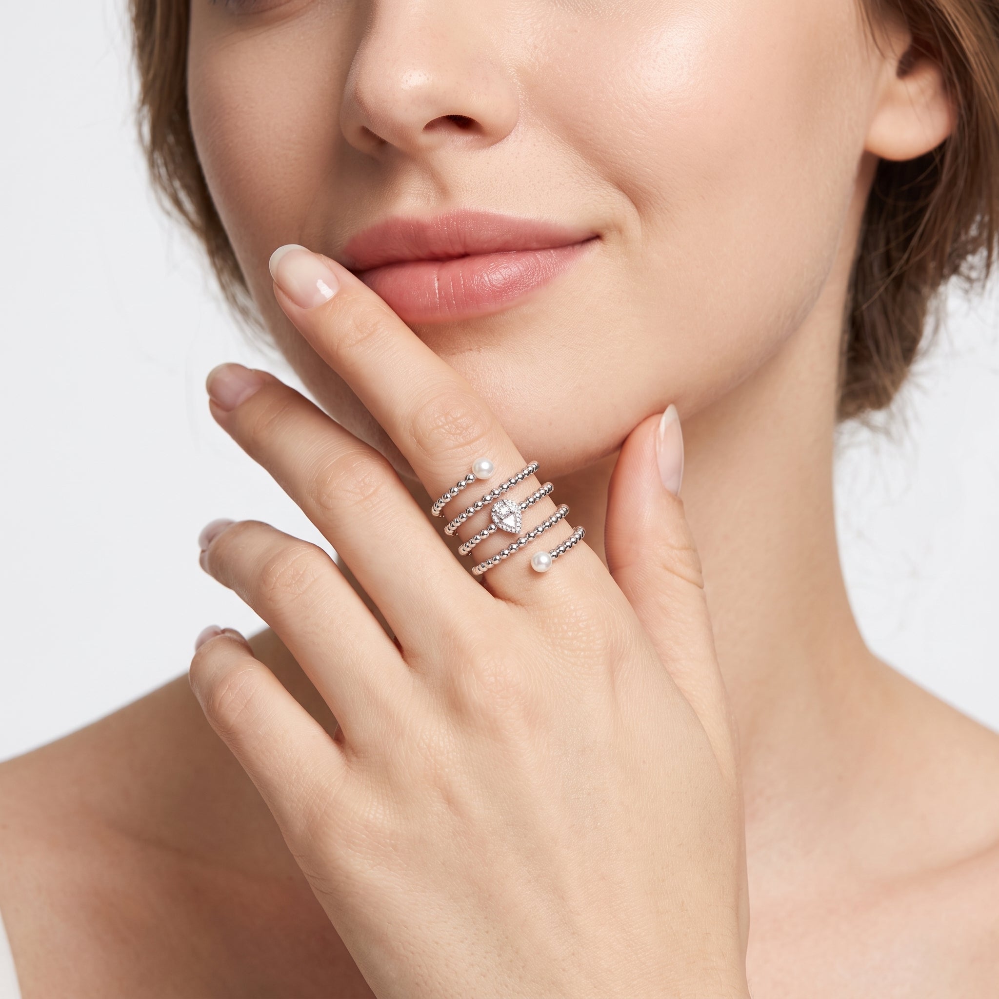Diamond Pearl Jewellery Ring