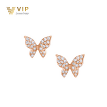 Load image into Gallery viewer, Pristine Butterfly Earrings in 18K Rose Gold with Diamonds
