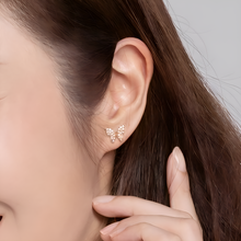 Load image into Gallery viewer, Pristine Butterfly Earrings in 18K Rose Gold with Diamonds
